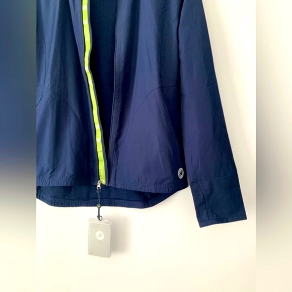 ❗️CLEAROUT❗️AERIE FIT navy water repellent lined HOODED JACKET **ZIPPER ISSUE** - Picture 2 of 7